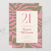 Retro Groovy 21. Geburtstag Party Einladung (Vorne/Hinten)