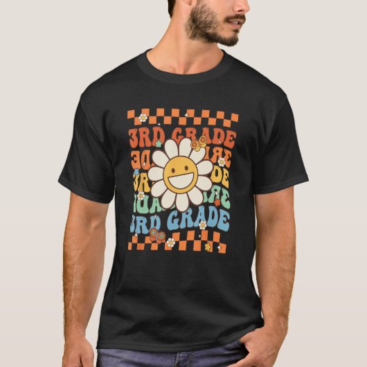 Retro Groovy 3. Klasse zurück zur Schule glücklich T-Shirt (Vorderseite)