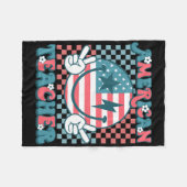 Retro Groovy 4. Juli Lächeln American Tee Fleecedecke (Vorderseite (Horizontal))
