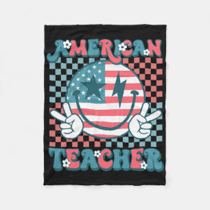 Retro Groovy 4. Juli Lächeln American Tee Fleecedecke
