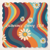 Retro Groovy 50. Geburtstag Benutzerdefinierter Na Untersetzer (Vorderseite)