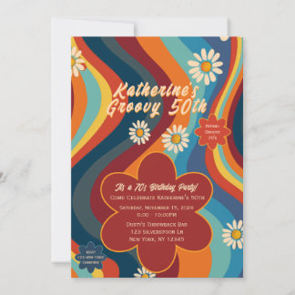 Retro Groovy 50. Geburtstag Einladung