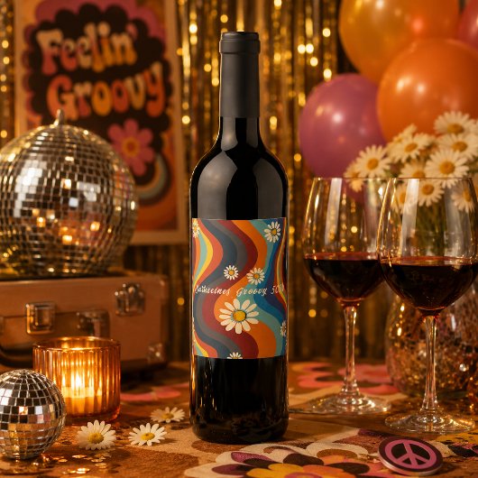 Retro Groovy 50. Geburtstag Weinetikett
