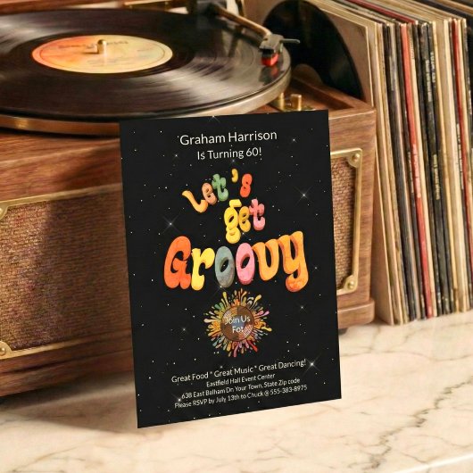 Retro Groovy 60. Geburtstagseinladung Einladung