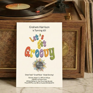 Retro Groovy 60. Geburtstagseinladung Einladung