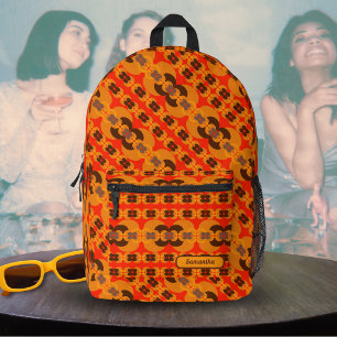 Retro Groovy 60er 70er Blasen Muster Benutzername Bedruckter Rucksack