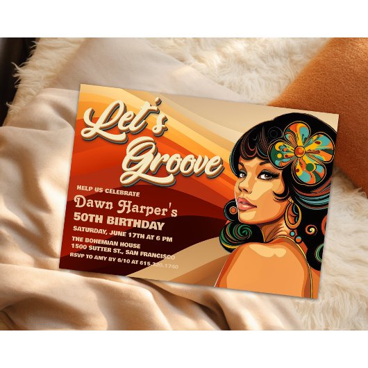 Retro Groovy 60er 70er Einladung