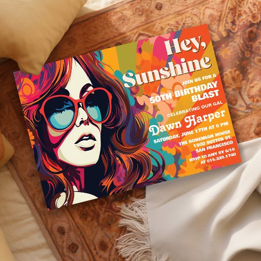 Retro Groovy 60er 70er Einladung