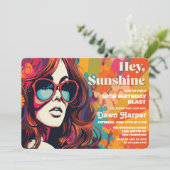 Retro Groovy 60er 70er Einladung (Stehend Vorderseite)