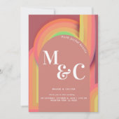 Retro Groovy 70 Curvy Lines Einladung (Vorderseite)