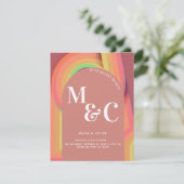 Retro Groovy 70 Curvy Lines Save The Date (Stehend Vorderseite)