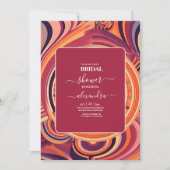 Retro Groovy 70er abstrakte Musterbridal Einladung (Vorderseite)
