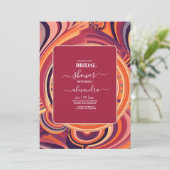 Retro Groovy 70er abstrakte Musterbridal Einladung (Stehend Vorderseite)