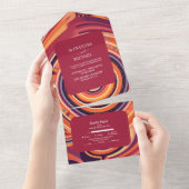 Retro Groovy 70er abstrakte Musterhochzeit All In One Einladung (Abreißen)