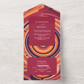 Retro Groovy 70er abstrakte Musterhochzeit All In One Einladung (Innen Boden)