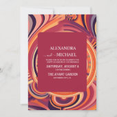 Retro Groovy 70er abstrakte Musterhochzeit Einladung (Vorderseite)