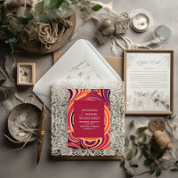 Retro Groovy 70er abstrakte Musterhochzeit