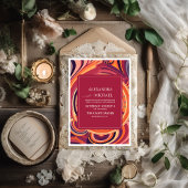 Retro Groovy 70er abstrakte Musterhochzeit Einladung