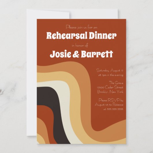 Retro Groovy 70er Abstrakte Probe Abendessen Einladung (Vorderseite)