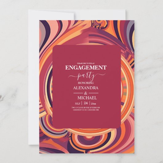 Retro Groovy 70er abstrakte Verlobung Einladung (Vorderseite)