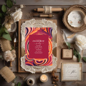 Retro Groovy 70er abstrakte Verlobung Einladung