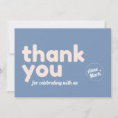 RETRO GROOVY 70er BLUE MUTED TONNEN Dankeskarte (Vorderseite)