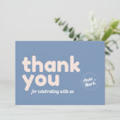 RETRO GROOVY 70er BLUE MUTED TONNEN Dankeskarte (Stehend Vorderseite)