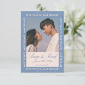 RETRO GROOVY 70er BLUE MUTED TONNEN Einladung (Stehend Vorderseite)