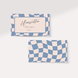 RETRO GROOVY 70er BLUE MUTED TONNEN Platzkarte