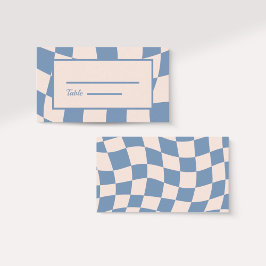 RETRO GROOVY 70er BLUE MUTED TONNEN Platzkarte