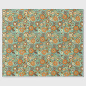 Retro Groovy 70er Blume Power Geschenkpapier (Flach)