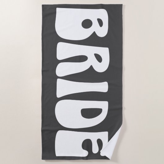 Retro Groovy 70er Bride Wedding Black and White Strandtuch (Vorderseite)