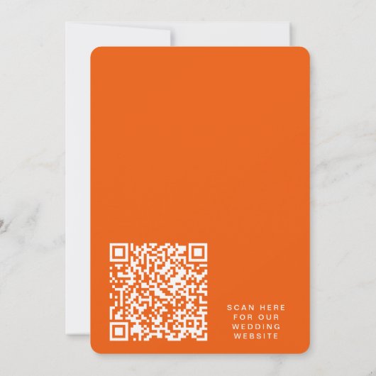 Retro Groovy 70er Bright Orange QR Code Wedding Save The Date (Rückseite)