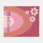 Retro Groovy 70er Daisy Arch Name Fleecedecke (Vorderseite (Horizontal))