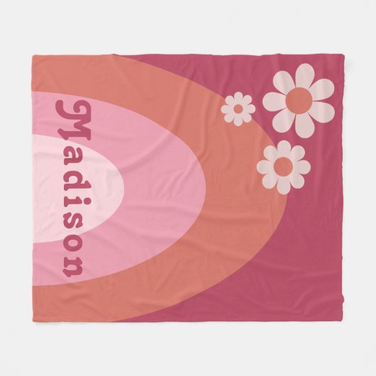 Retro Groovy 70er Daisy Arch Name Fleecedecke (Vorderseite (Horizontal))