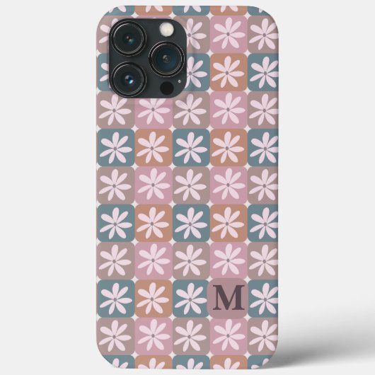 Retro Groovy 70er Daisy Monogram Case-Mate iPhone Hülle (Rückseite)