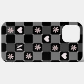 Retro Groovy 70er Daisy Monogramm Schwarzweiß Case-Mate iPhone Hülle (Rückseite (Horizontal))