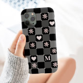 Retro Groovy 70er Daisy Monogramm Schwarzweiß Case-Mate iPhone Hülle