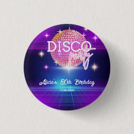 Retro Groovy 70er Disco Ball Geburtstagsparty Button
