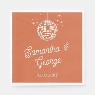 Retro Groovy 70er Elfenbein Orange Foto Disco Hoch Serviette