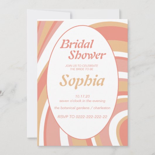 RETRO GROOVY 70er Hippie BRIDAL SHOWER Einladung (Vorderseite)