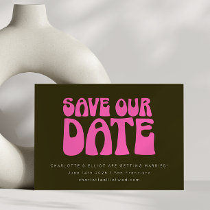 Retro Groovy 70er Hochzeit in Hot Pink und Grün na Save The Date