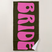 Retro Groovy 70er Hot Pink Green Bride Wedding Strandtuch (Vorderseite)