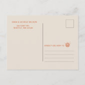 Retro Groovy 70er Ivory Disco Orange Save the Date Ankündigungspostkarte (Rückseite)