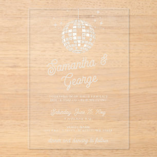 Retro Groovy 70er Ivory Orange Foto Disco Acryleinladungen