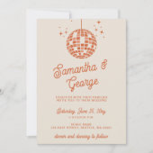 Retro Groovy 70er Ivory Orange Foto Disco Einladung (Vorderseite)