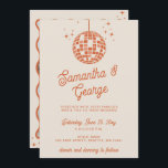 Retro Groovy 70er Ivory Orange Foto Disco Einladung<br><div class="desc">Retro Groovy 70er Niedlich Ivory Orange Disco Einladung mit Foto Back</div>