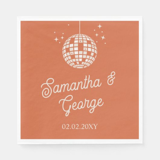 Retro Groovy 70er Ivory Orange Foto Disco Serviette (Vorderseite)