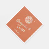 Retro Groovy 70er Ivory Orange Foto Disco Serviette (Ecke)