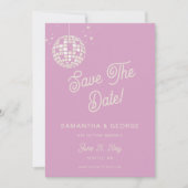 Retro Groovy 70er Ivory Pink Disco Foto Save The Date (Vorderseite)